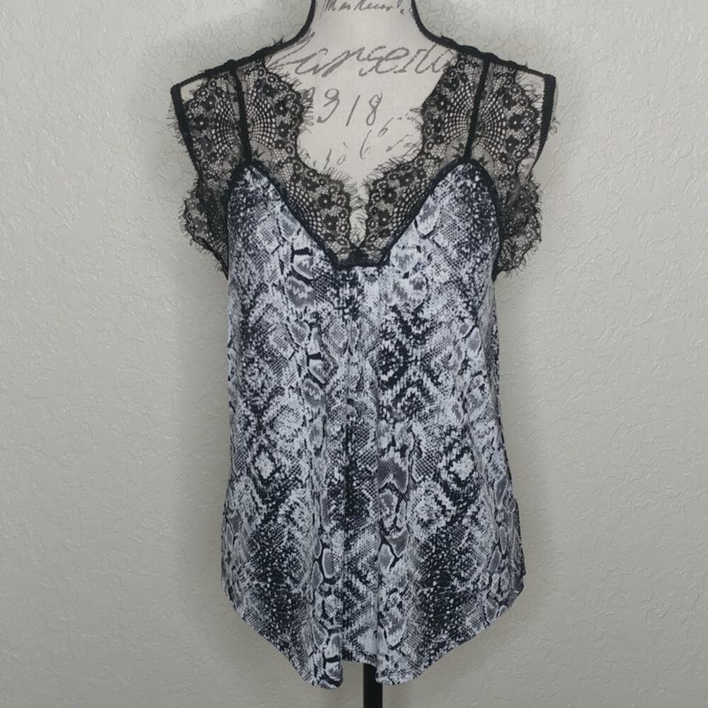 Knapp Studio Lace and Reptile Print Top Size S